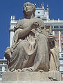 Dulcinea del Toboso. Detail of a monument to Cervantes in Madrid.