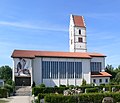 Pfarrkirche St. Johannes Baptist, vom Friedhof aus gesehen