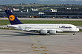 * Nomination Lufthansa A380 at Stuttgart Airport. --Fule33 21:02, 15 January 2012 (UTC) * Promotion Good quality, next time leave a bit more space in front and behind the aircraft. --Iifar 15:57, 16 January 2012 (UTC)