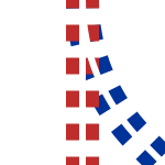 Both lines' dashes intersect