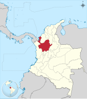 Locator map of Antioquia Department in Colombia.