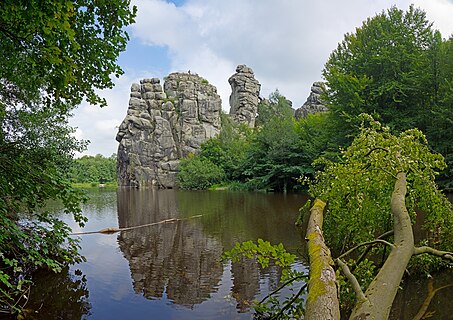 Externsteine in the near of Horn-Bad Meinberg - View over the Upper Pond to the west side