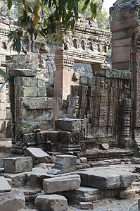 le temple Ta Prohm, khmer construit au XIIe siècle à la demande de Jayavarman VII à Angkor au Cambodge.