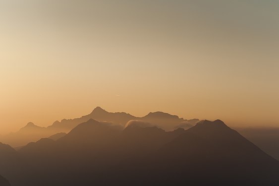 Zugspitze at sunrise, seen from Hahnenkamm, Tyrol