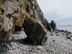 Veryac'h Camaret-sur-Mer.- Plage de Kerloc'h Réserve naturelle régionale des sites d'intérêt géologique de la presqu'île de Crozon, dans le Finistère.- Région Bretagne.- France