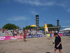 Beach volleyball at the Olympic Port, in Barcelona, Spain