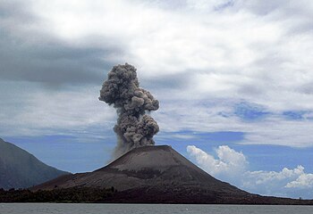 Anak Krakatau (volcano island) created after the Krakatoa explosion