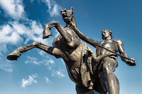 Sculptural group "The Taming of the Horse" by Peter Clodt, one of the four compositions on the Anichkov Bridge in St. Petersburg