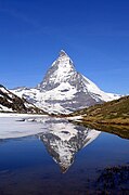 Matterhorn, Walliser Alps, mirrored in Riffelsee