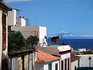 Santa Cruz alley with distant Teide (Tenerife)