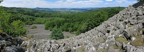 Stone run ohn Schafstein n the Rhön Mountains, lokking to the north