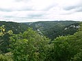 Blick ins Donautal (und zum Schloss Bronnen) von der Burgruine Kallenberg, Gemeinde Buchheim, Landkreis Tuttlingen