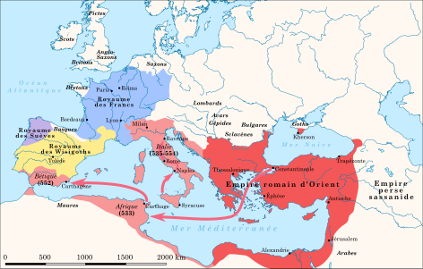 Les conquêtes de Justinien (555)