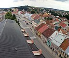 Čeština: Husovo náměstí při pohledu z věže kostela Nanebevzetí Panny Marie v Polné, okres Jihlava, kraj Vysočina. English: Husovo Square in Polná, Jihlava District, Vysočina Region, Czech Republic, as seen from the tower of the Church of the Assumption of the Virgin Mary.