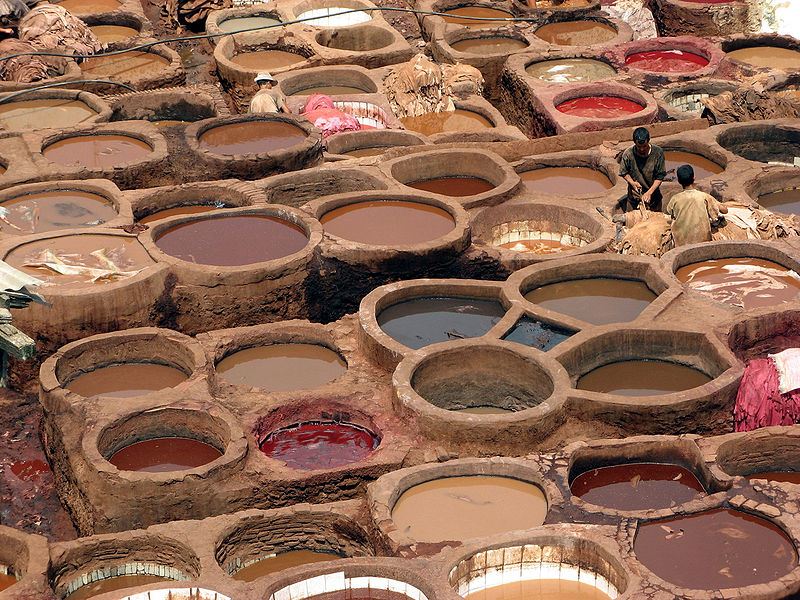 File:Leather dyeing vats in Fes.jpg