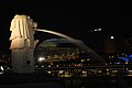 Merlion at night with the Esplanade