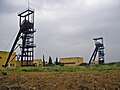 Towers of the elevators in the Serbariu coalmine