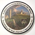 Schützenscheibe von 1880 mit Abbildung von Mehlsack und Veitsburg