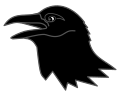 Raven's head with open beak.svg