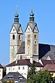 English: View at the steeples of the parish and pilgrimage church "Mariae Himmelfahrt" Deutsch: Blick auf die Türme der Pfarr- und Wallfahrtskirche „Mariä Himmelfahrt“