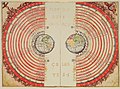 Illuminated illustration of the Ptolemaic geocentric conception of the Universe