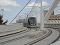 Jerusalem Light Rail on Jerusalem Chords Bridge