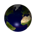 English: 3D view of the northern hemisphere and the equator. Français : Vue 3D de l'hémisphère nord et de l'équateur.