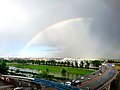 Arcoiris sobre el rio Segre (Lleida) (españa)