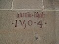 Aberlin Schech-Inschrift an Stadtkirche Neuffen 1504