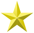 Golden star on transparent background