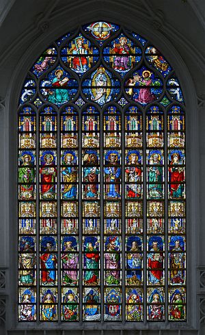 Stained glass window in the Cathedral of Our Lady, Antwerp