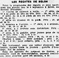 Programme des régates de Belon du 9 septembre 1923.