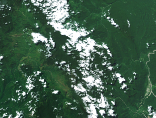 Star mountains, satellite image, bordering Indonesia and PNG