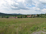 Čeština: Pohled od severu na Dobkovičky. Okres Litoměřice, Česká republika. English: View at the Dobkovičky village, Litoměřice District, Czech Republic.