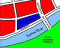 Map in English of the area around Sihang Warehouse