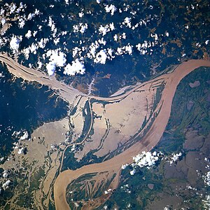 Amazon river flood from satellite