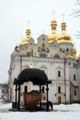 Rebuilt church of the Dormition and a fragment of the original walls; Kiev-Pechersk Lavra