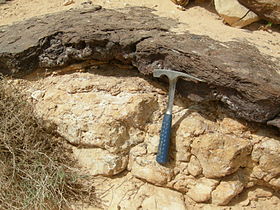 Cretaceous laterite exposed in Makhtesh Gadol, Israel.