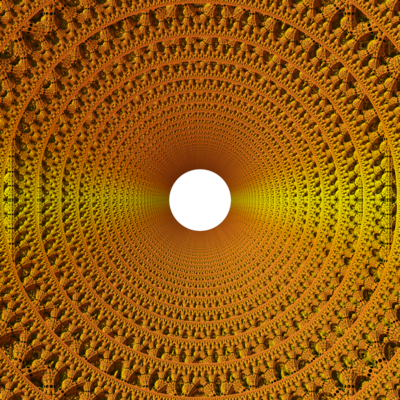 Square image with fractal elements full of circle shapes