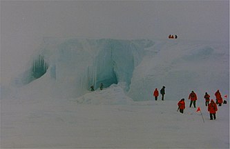 This iceberg is frozen in pack ice in Antarctica