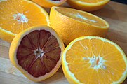 Cross-cut oranges and blood oranges