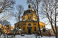 * Nomination Hedvig Eleonora church, December 2012. Perhaps a controversial nomination, but the only way to get close to the beautiful church (which is surrounded by old, tall trees) is to use a wide angle and then you never get straight walls (and perspective correction is not possible here)--ArildV 21:04, 15 December 2012 (UTC) * Promotion QI - I know that problem and do not like extreme perspective correction (in that case the church would look like a turtle) --Isiwal 22:57, 16 December 2012 (UTC)