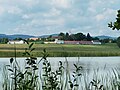 Čeština: Vesnice Čakov od rybníka Beranov, okres České Budějovice English: Village of Čakov, České Budějovice district, Czech Republic as seen from Beranov pond