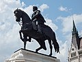 Deutsch: Reiterstatue vor dem Parlamentsgebäude in Budapest. English: Equestrian statue at the Hungarian parliament in Budapest.