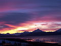 The sun rising on a cold winter's day on Kachemak Bay