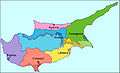 Map of Cyprus showing districts