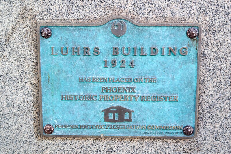 File:Luhrs Building Plaque.jpg