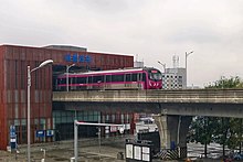 Yizhuang line train leaving Rongchang Dongjie (November 2020)