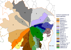 Territorial subdivision of Etna park