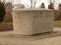 Sarcophagus of Ludwig Feuerbach with text "Man created god in his own image."